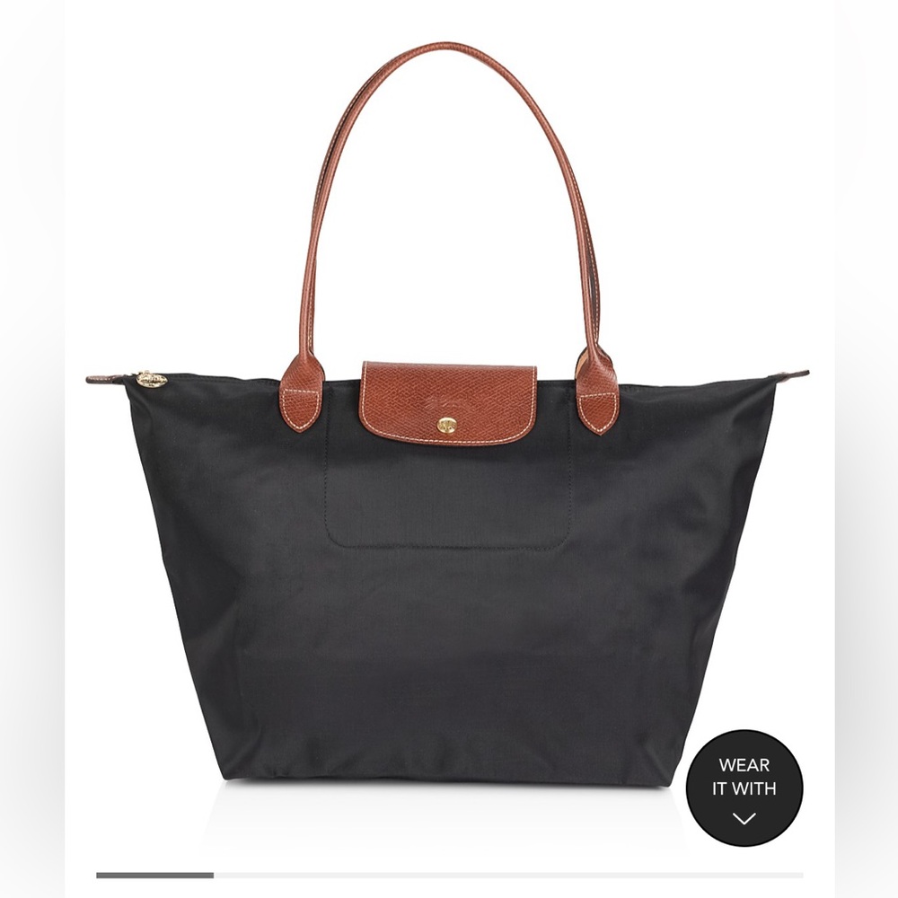 Longchamp Le pliage original tote - black with brown details